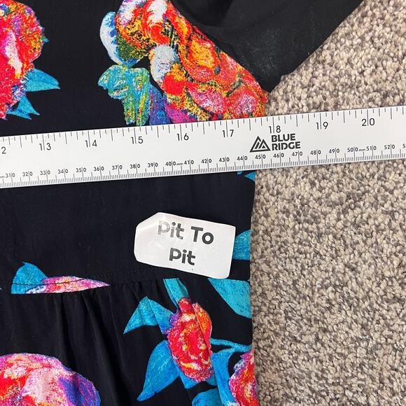 MAEVE Women's‎ 4 Black Floral Woodland Walk Button Front Tropical Resort Blouse - Picture 6 of 9